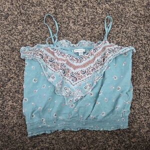American Girl Blue Embellished Crop Camisole